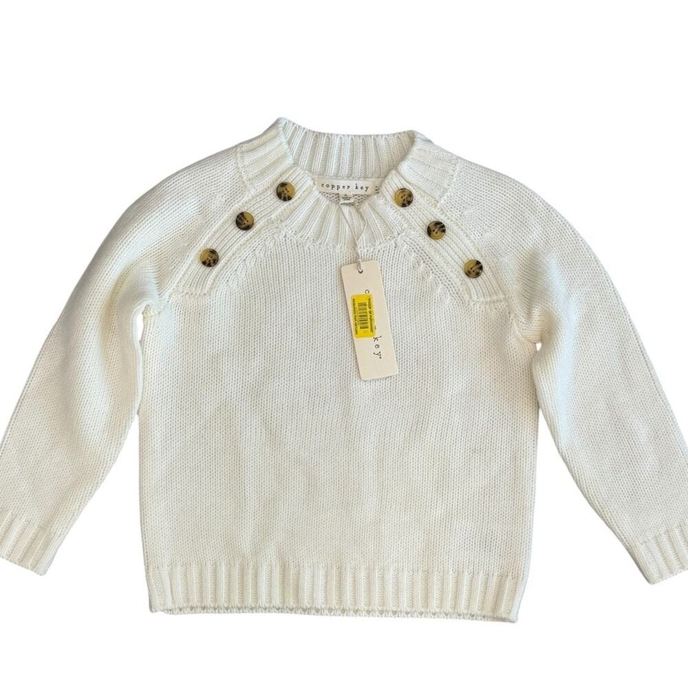 Copper Key Girls Cream Button Shoulder Knit Sweater Size 4 NWT - Picture 1 of 4